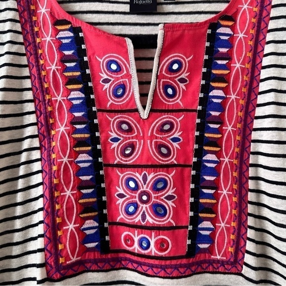 Rafaella-linen Blend Tassel Embroidered Summer Top - Picture 4 of 8